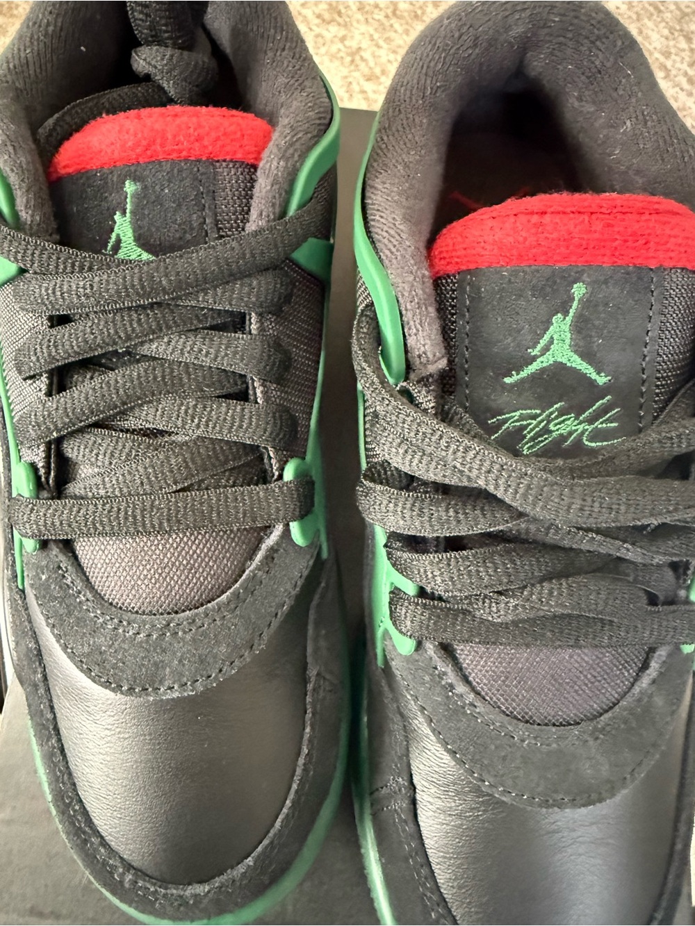 Jordan Black Sneakers with Green and Red Accents